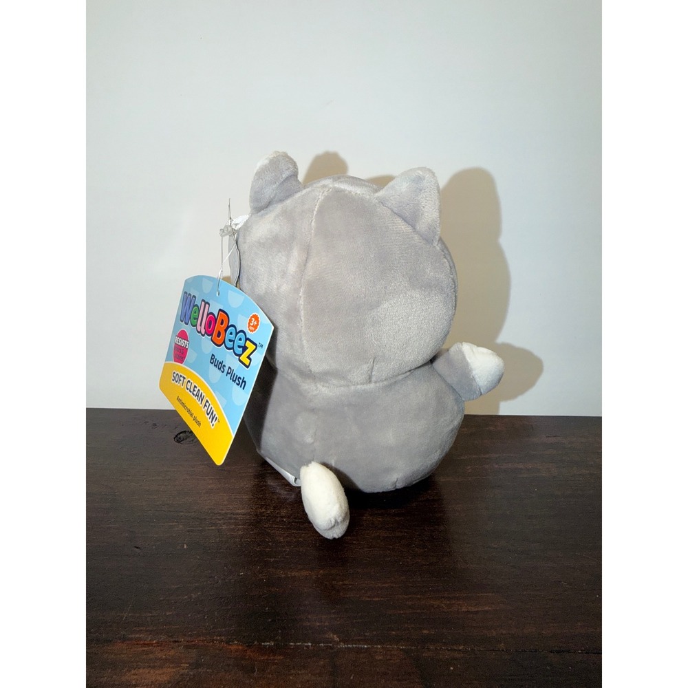 WelloBeez Buds Husky Dog Plush Antimicrobial Washable Grey White Stuffed Animal - Picture 6 of 7